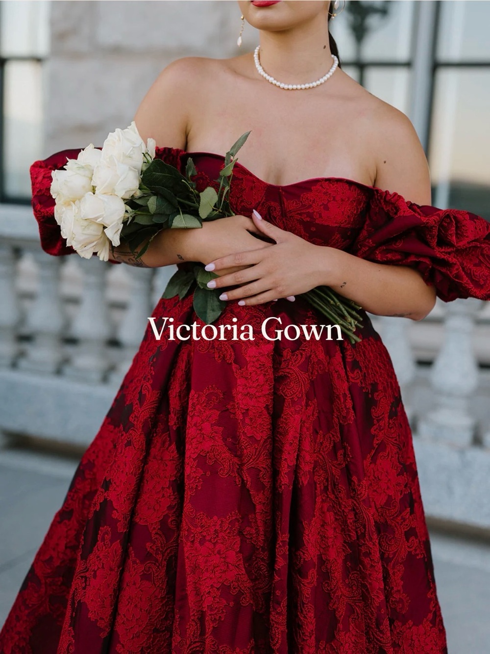 Ava Gowns red Victoria mini gown - Strapless Lace Ball Gown in Deep Red